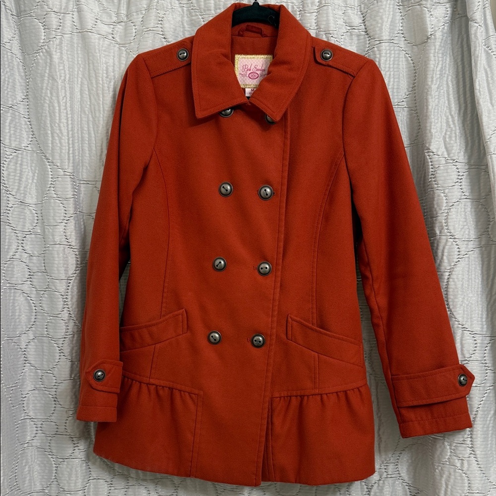Pink Envelope Double-Breasted Orange Pea Coat